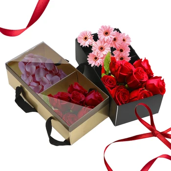Su Dangčiu iš PVC Žiedų Desertas Dovanų Dėžutėje Gėlių Lankstymo Popieriaus Langelį, Nešiojamų Gėlių Pakavimas Box 