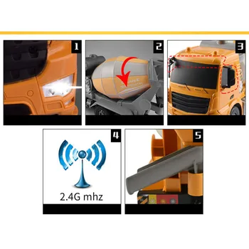1:26 RC Sunkvežimių Vaikų Emulational Inžinerijos Automobilį Nuotolinio Valdymo Maišytuvas Sunkvežimis Transporto savarankiškai iškrovimas Sunkvežimis Su LED
