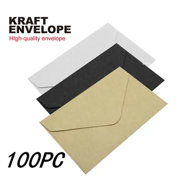 100PC Klasikinė Balta Juoda Kraft Tuščias Mini Popieriaus Lange Vokai, Vestuves Kvietimą Voką Dovanų Paketas