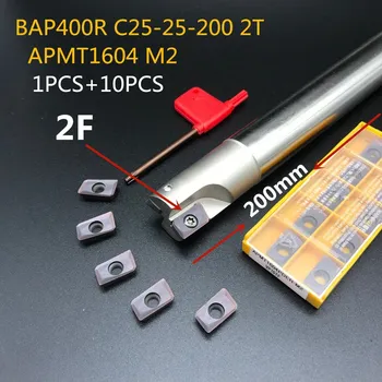 10VNT tekinimo įrankis APMT1604 M2+1PCS 25mm įrankių laikiklis BAP400R C25-25-200 2T CNC staklių karbido frezavimo įterpti frezavimo cutter