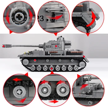 1193+vnt Karinių Blokų Karo Tankas 3D Modelį PZKPFW IV Statyba Blokai, Statyba Žaislų Rinkinys Švietimo Statybos Žaislai Vaikams