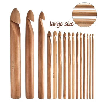 15 Sumaišykite Bambuko puošybinės Nustatyti Rankų darbo 3.0 mm iki 25mm Dideli Dydžiai Nėrimo Adatos Siūlų Pynimo Amatų Didelis Mezgimo Adatos