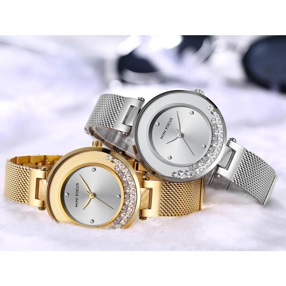 MINIFOCUS Moterų Laikrodžiai Prabangos Prekės ženklo Mados Ponios Žiūrėti Vandeniui Relogio Feminino Rose Montre Femme Aukso, Nerūdijančio Plieno, Naujas