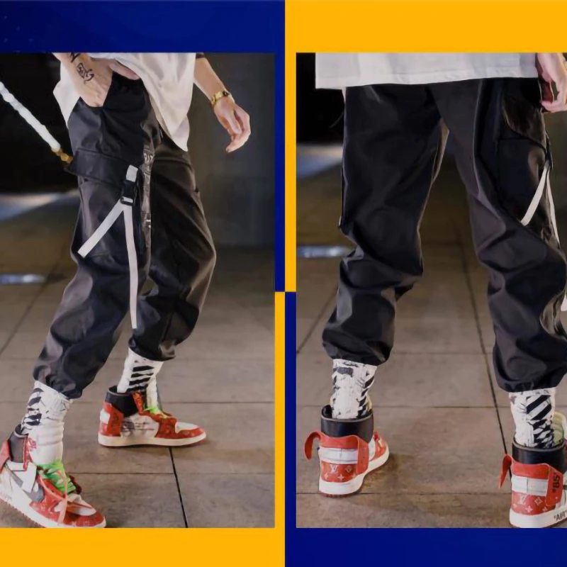 Hip-hop Streetwear Vyrų Haremas Krovinių Kelnės korėjos Jogger Sweatpants vientisos spalvos Juoda Balta Kulkšnies Ilgio Kelnės Baltos Techwear