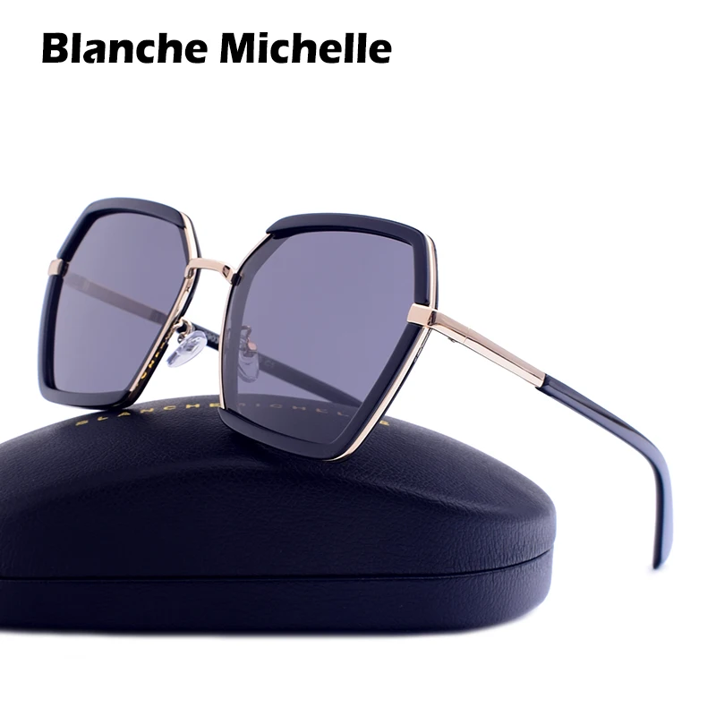 Blanche Michelle Prekės Aikštė Akiniai nuo saulės Moterims Poliarizuota UV400 oculos Veidrodėliai Saulės Akiniai Moterų gafas de sol mujer Su dėžute