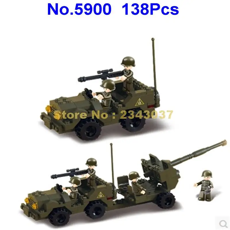 Sluban 138pcs karinės antiaircraft ginklai šarvuotos transporto priemonės blokų Žaislas