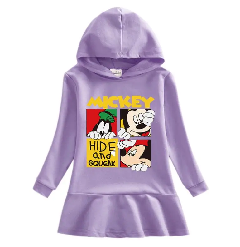 Disney Mergina Drabužius Minnie Mouse Ilgomis Rankovėmis Hoodies Suknelės Clothings Medvilnės Atsitiktinis Mergina Megztiniai Vaikams, Suknelės
