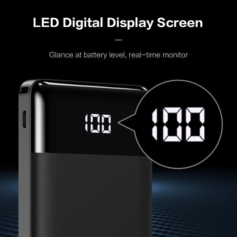 FLOVEME 10000mAh Galia Banko LED Skaitmeninis Nešiojamas Įkroviklis Mini Išorės Baterija Dual USB Powerbank 