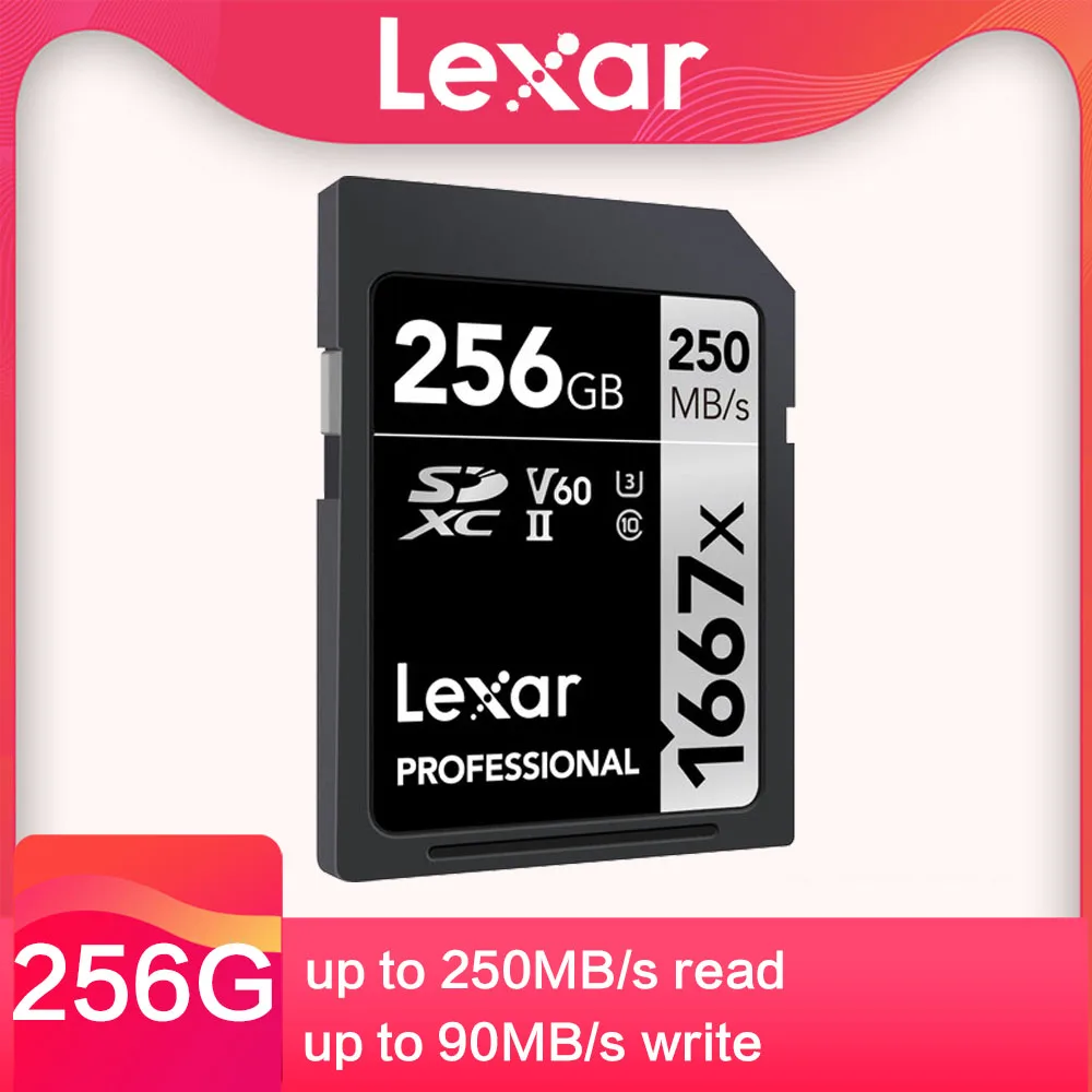 Originalus Lexar Class10 250M/S 64GB 128GB 256 GB SD Atminties Kortelę 1667X UHS-II U3 32G SDHC Atminties Kortelė 4K 3D Skaitmeninis Fotoaparatas