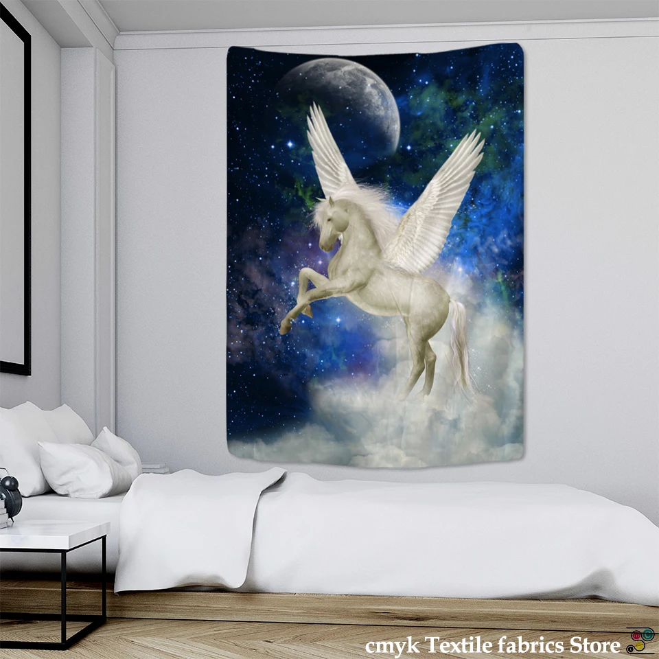 Pegasus Arklių Gobelenas Sienos Kabo Žvaigždžių Visatos Psichodelinio Sienos Gobelenas Bohemijos Mandala Hipių Miegamasis Gobelenas