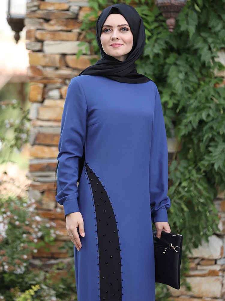 Tunika Kelnės Moterims Derinys Musulmonišką Hidžabą Tiktų Naujojo Sezono Perlų Išsamios Krepas Kokybės Medžiaga Elastinga Juosmens Kelnės Turkija