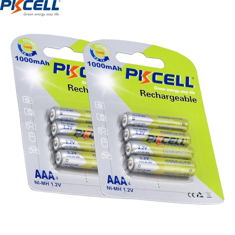 PKCELL AAA 1000mah 1.2 v NI-MH Įkraunamos AAA Baterijos Baterijomis aaa AAA AA baterijos įkroviklio NIMH /NICD baterijas