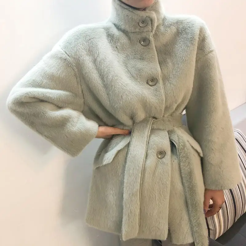 Bella Filosofija Žiemos Storio Kietos Moterys Kailio Striukė Outwear Lady Dirbtiniais Audinės Kailio Varčias Mados Paltai Moterų Šilti Paltai