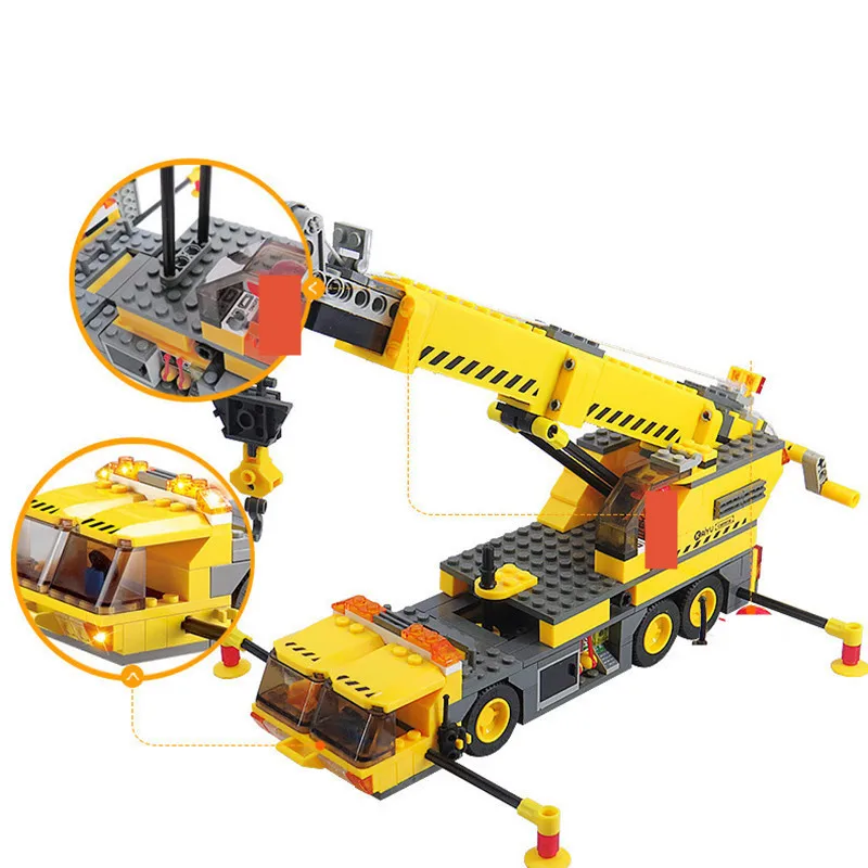 Miestas Inžinerijos Digger Ekskavatorius Kranas, Sunkvežimis Modelio Blokai Duomenys Plytų Brinquedos Švietimo Žaislai Vaikams