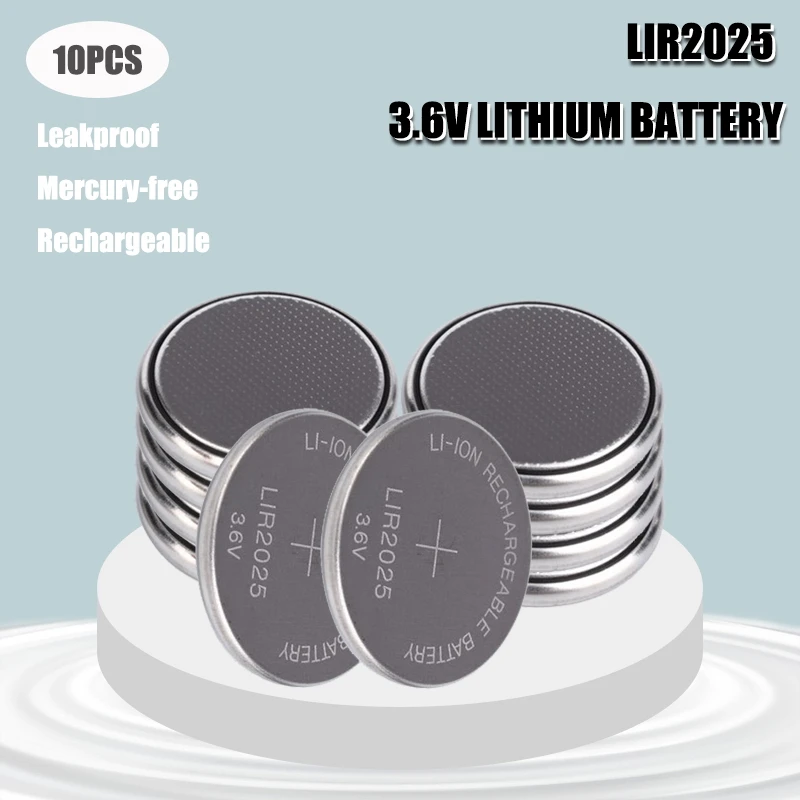 Aukštos kokybės NAUJAS 10VNT LIR2025 3,6 V Mygtuką Monetos Cell Baterijos LIR2025 Įkrovimo Baterija (akumuliatorius gali pakeisti baterija CR2025