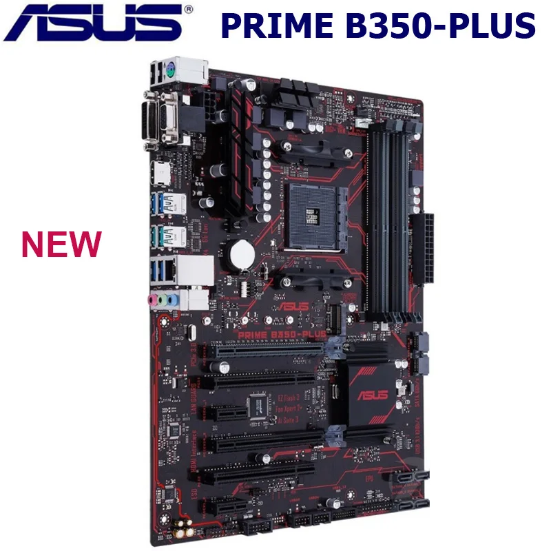 Naujas ASUS PRIME B350-PLIUS Lizdas AM4 DDR4 Plokštė AMD Ryzen 64GB PCI-E 3.0 USB3.1 DDR4 64GB Originalas Darbalaukio B350 Mainbaord