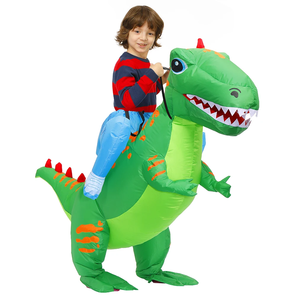 Suaugęs Vaikas Važinėti Žalias Dinozauras Pripučiamas Kostiumas Helovyno Cosplay Šalies Kostiumai Kalėdų Tėvų, Vaiko Veiklos Kostiumas