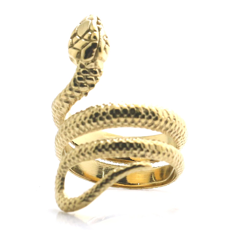316L Nerūdijančio Plieno, Kietas, Aukso Spalvos Klasikinio Gyvatės Žiedas Naujausias