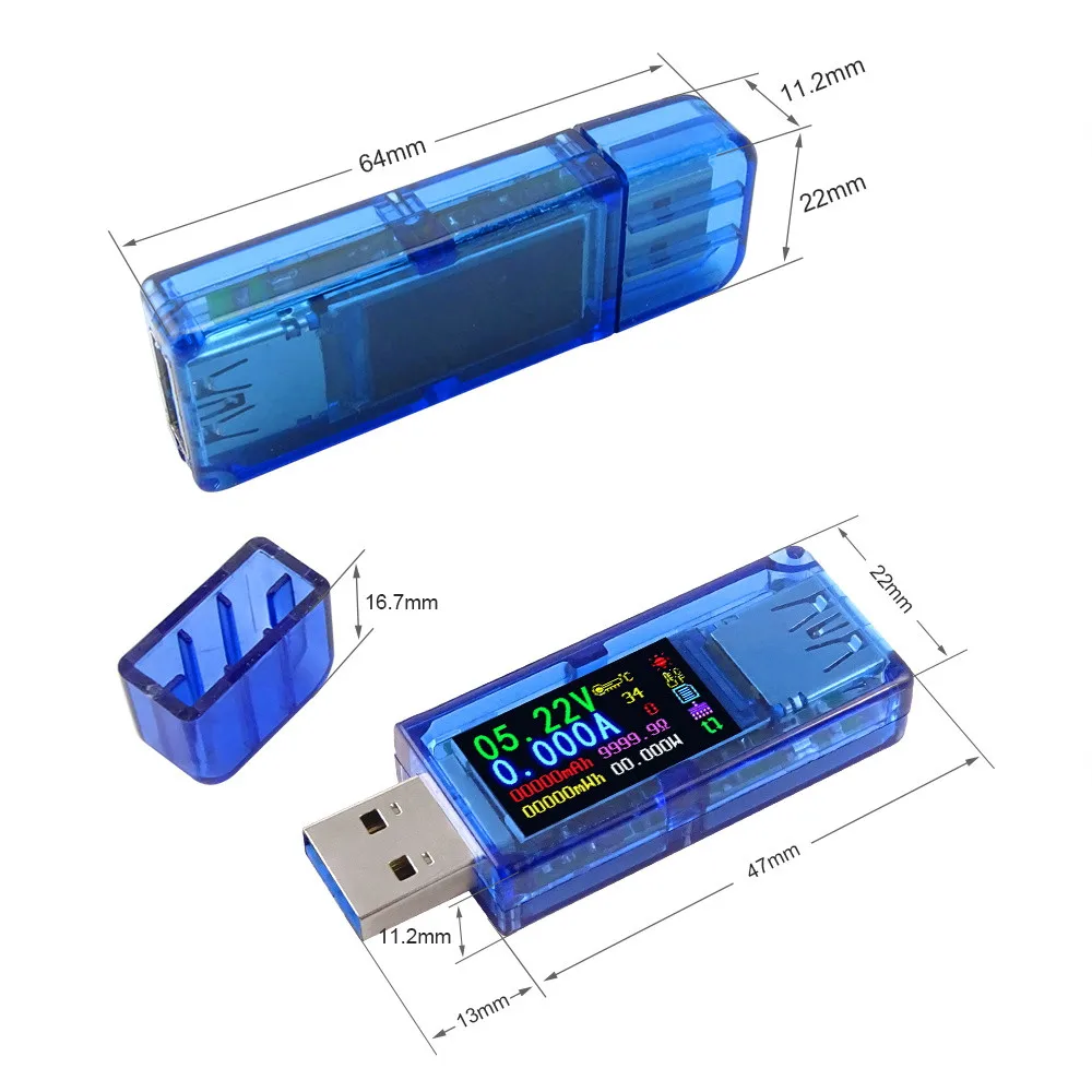 AT34 AT35 USB 3.0 spalvotas LCD Voltmeter Ammeter Įtampa Srovės Matuoklis Multimetras Baterijos Įkrovimo Galia Banko USB Testeris