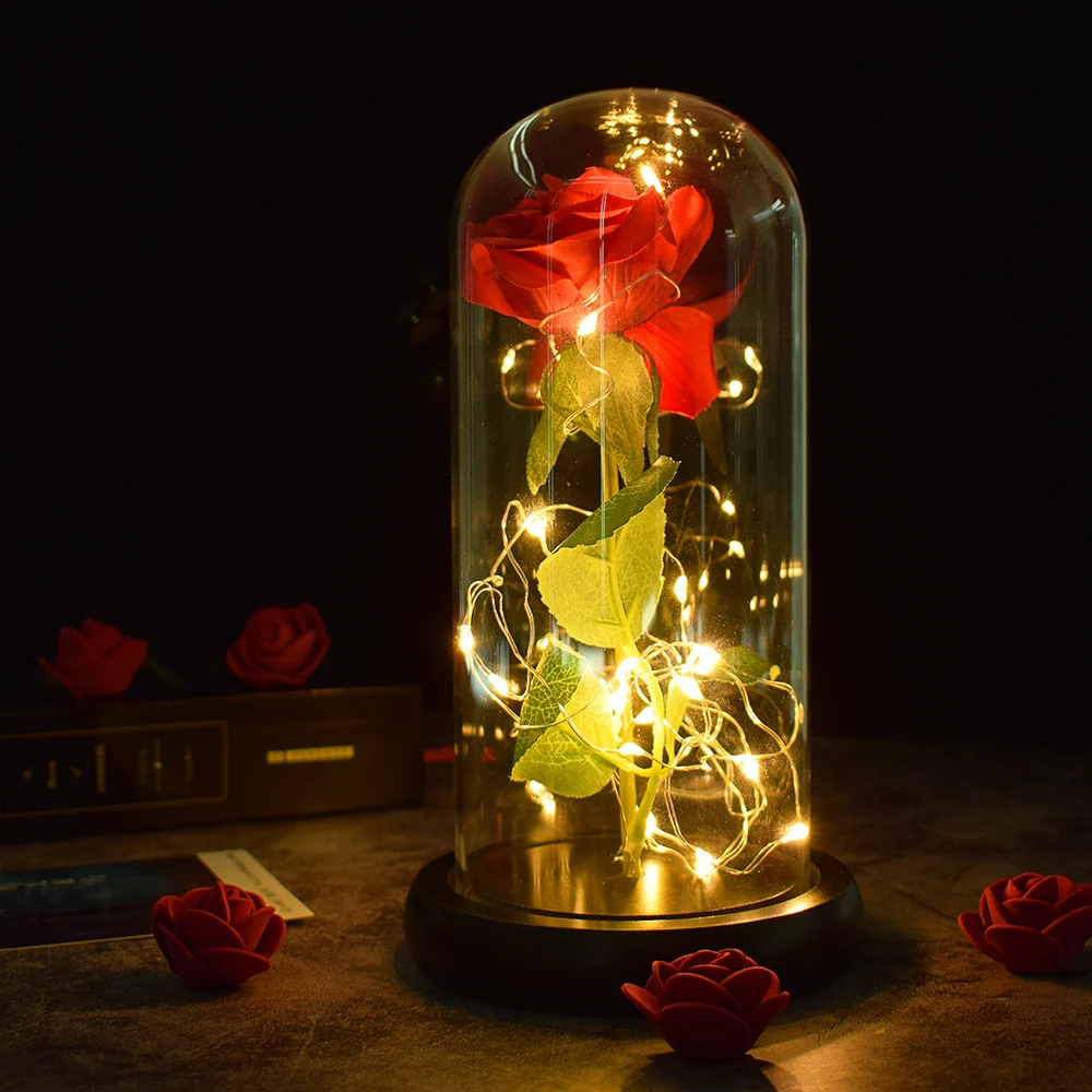 Gražus Baterija LED Rose Stiklo Butelis, Styginių Šviesos Stalo Lempos Romantiška Valentino Dienos, Gimtadienio Dovana, Namų Puošybai