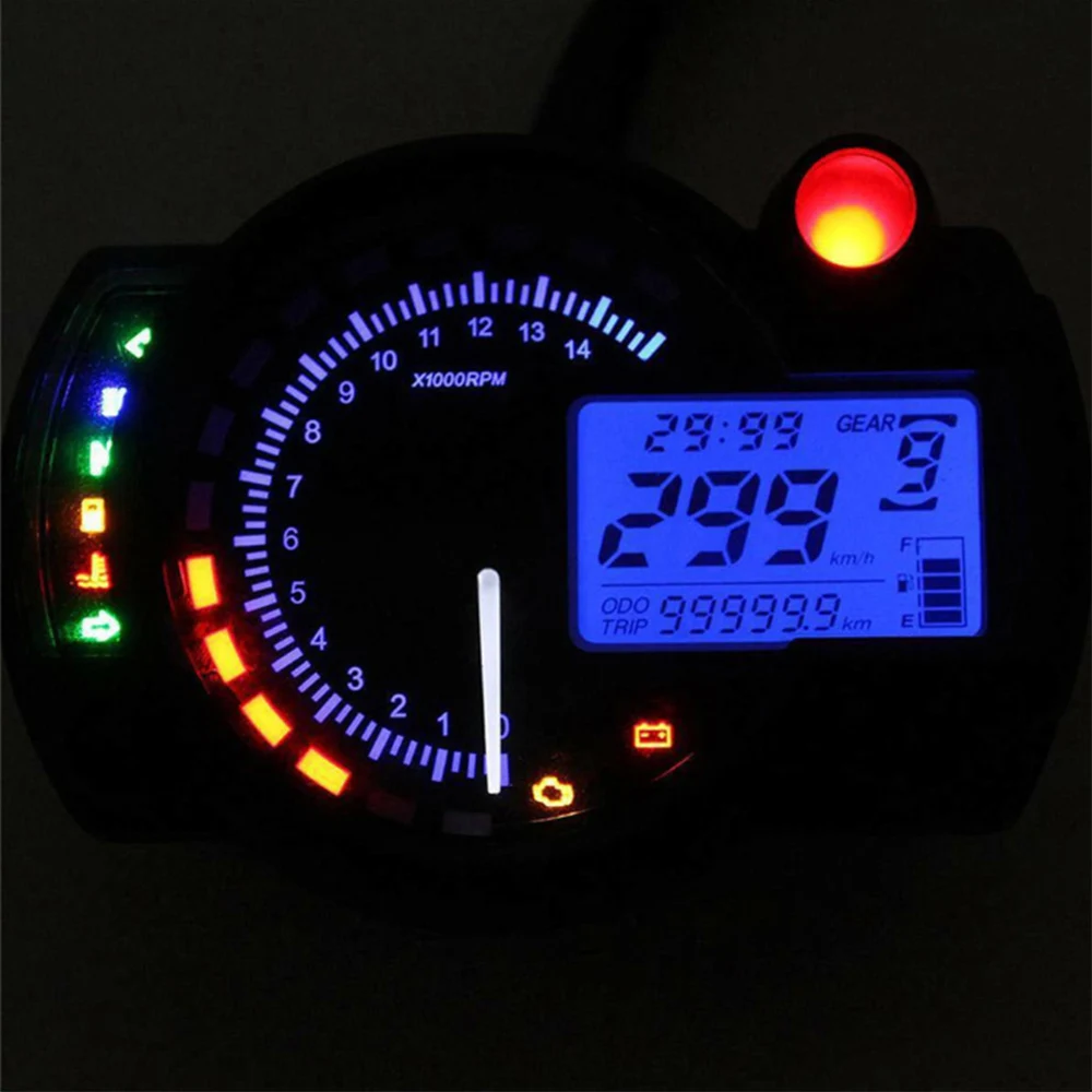 Universalus Motociklas Skaitmeninio Šviesos LCD Spidometras Odometras Tachometras, Greičio Jutiklis 7 Spalvotas Ekranas Alyvos Lygio Matuoklis