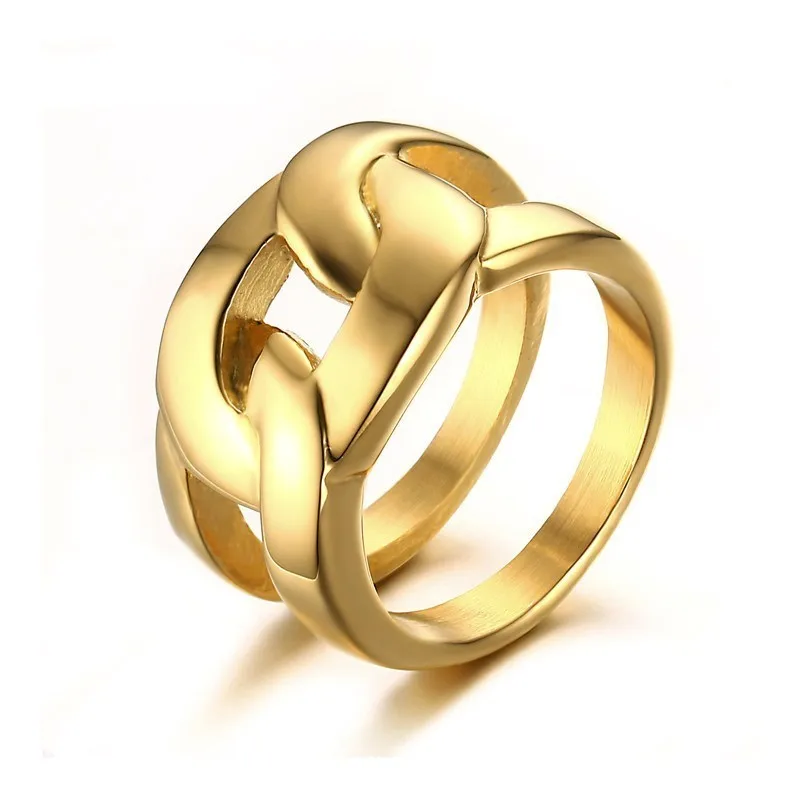 Geltonos Aukso Grandinės Žiedas Amžinybę Unikalus Moterų Vestuvių Juostoje Auksinė Nerūdijančio Plieno Unisex Vestuvių Juostoje JAV dydis 6-9