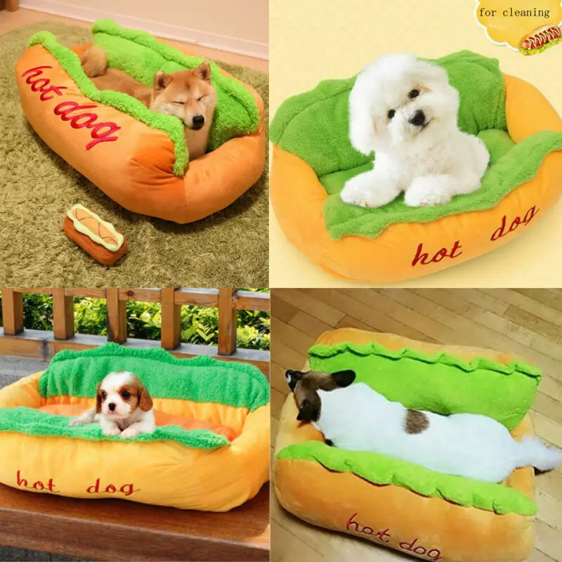 2019 Nauja Pet Lova Šunų Kačių Pagalvėlės Namas Mažylis Žiemą Šiltas Veislynas Sofa Kilimėlis Antklodę Galima Skalbti Kūrybos Hot Dog Formos Šunų Lovos