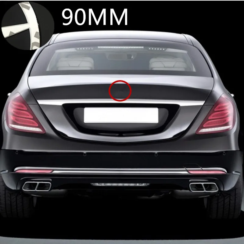 90mm Mercedes Benz Aksesuarai C E CLA GLC Klasės Viduryje Kamieno Star Logotipas Ženklelis Chrome Blizgus Juodas Atgal Juosta Automobilių Lipdukas