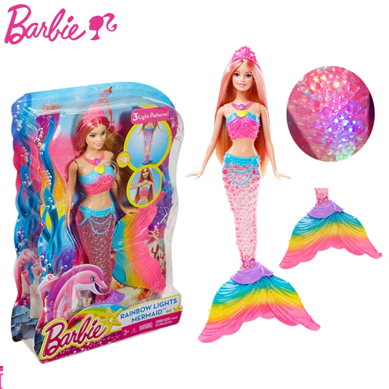 Originalus Prekių Barbie Lėlės Rainbow Šviesos Undinė Lėlės Funkcija Undinė Lėlė Mergaitė Gimtadienio Metu Mergina, Žaislų, Dovanų Boneca