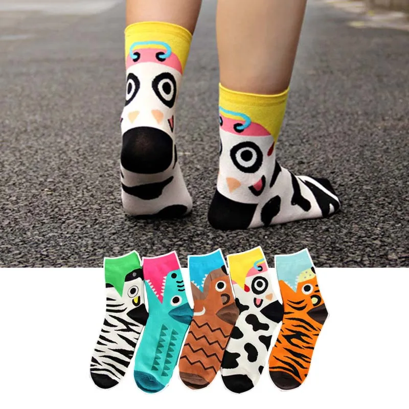 Karšto parduoti moterų kojinės šiltas 5pairs/daug rudens-žiemos dryžuotas šilumos soks ponios ir moterų spalvinga juokinga korėjos stiliaus kojinių rinkinys