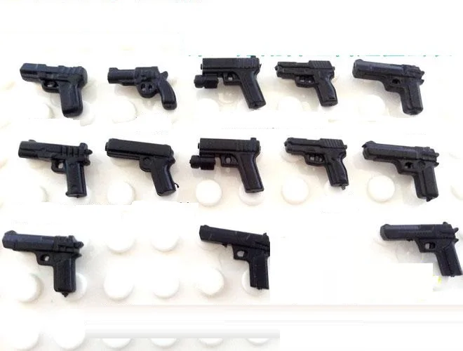 13PCS Pistoletas miesto ginklą ginklų swat policijos karinio modelio dalių rinkiniai Plytos, Blokai originalus duomenys SS Mini žaislai vaikams