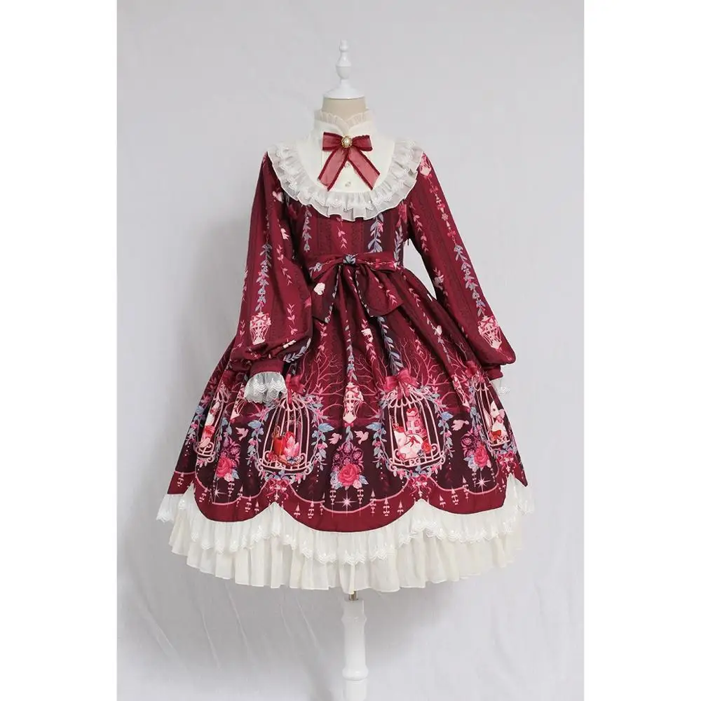 Lolita dress saldus lolita narve svajonė peteliškę OP ilgomis rankovėmis suknelę, retro viktorijos suknelė kawaii girl gothic lolita (Ne Alisa)