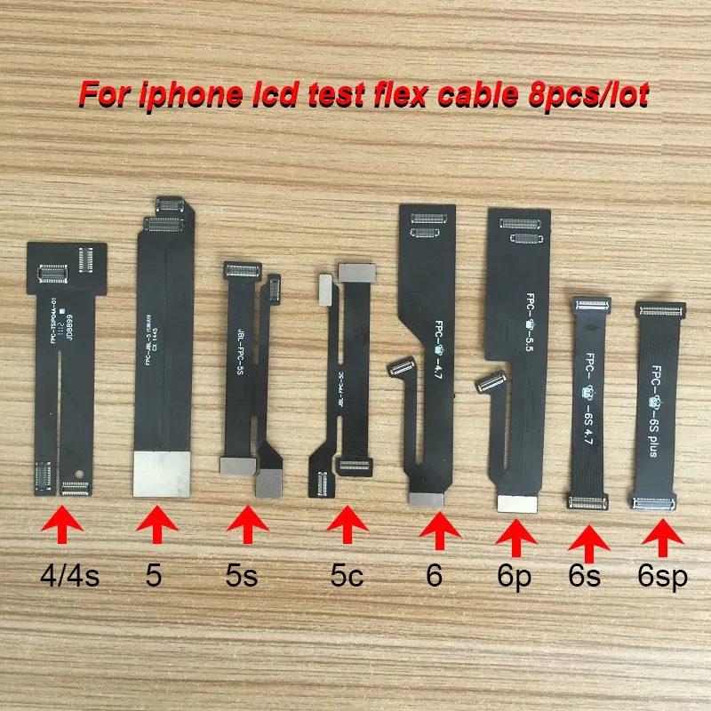 8pcs/pak jutiklinio ekrano LCD ekranas Pratęsimo Testeris Bandymo Flex Cable for iPhone 4 4S 5 5C 5S 6 6 plius 6S 6S Plius Pratęstas Bandymai