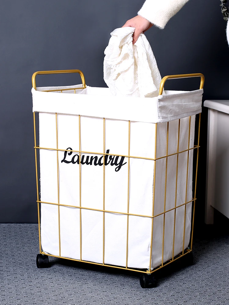 Paprastų buitinių drabužių, žaislų saugojimo krepšys vonios kambarys geležies su dangteliu nešvariais drabužiais kibirą geležies dažų purkštuvu medvilnės audinio skalbimo