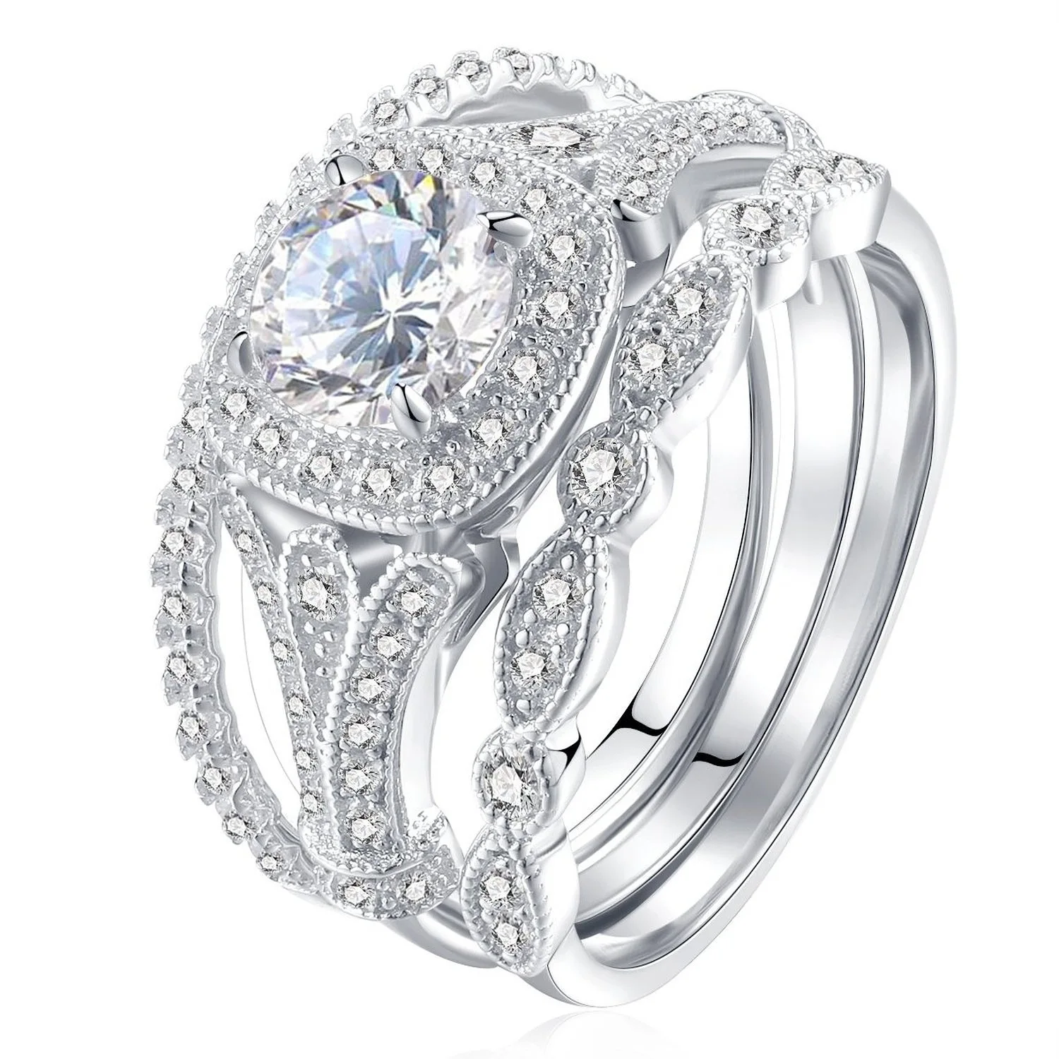 2021 naujas prabangus halo 925 Sterlingas Sidabro vestuvių žiedas rinkinys moterims lady jubiliejų dovana, juvelyriniai dirbiniai didmeninė kalėdų R5078