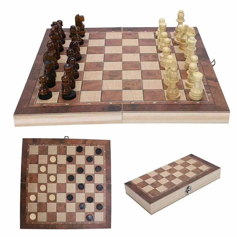 3 1. Medinės Tarptautinės Šachmatų Rinkinį mediniai Šachmatai stalo žaidimai, Šaškės Dėlionė užsiima Gimtadienio dovana vaikams ajedrez
