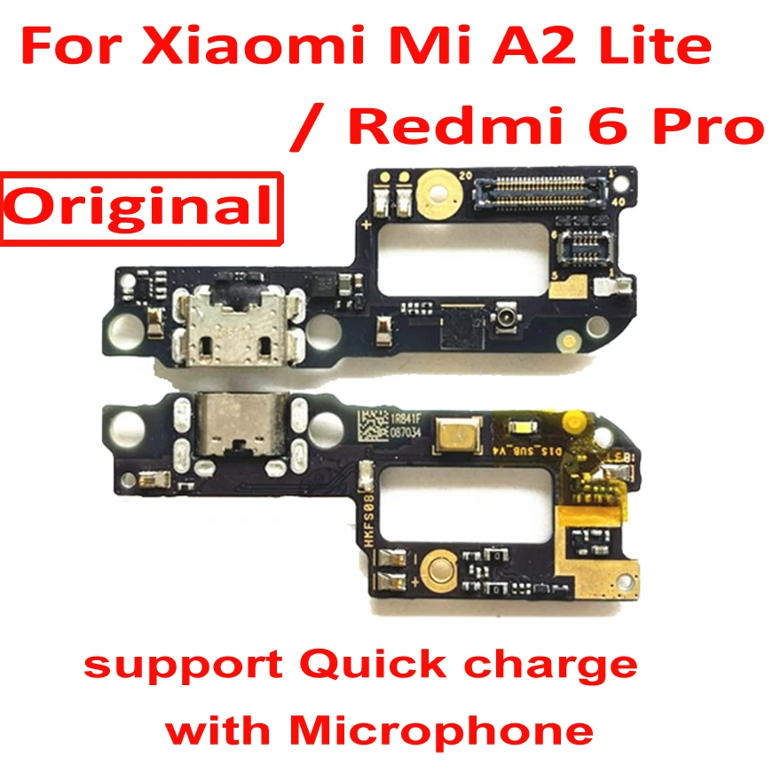 Originalus 6Pro Įkrovimo lizdas PCB Lenta USB Įkrovimo Jungtį su Mikrofonu Flex Kabelis Xiaomi Redmi 6 Pro / A2 lite