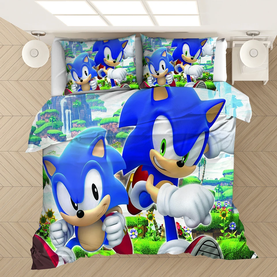 Sonic The Hedgehog 3D Atspausdintas Patalynės Komplektas Antklodžių užvalkalus Užvalkalai Šalikas Patalynės Komplektas Patalyne, Patalynė(NE lapas)