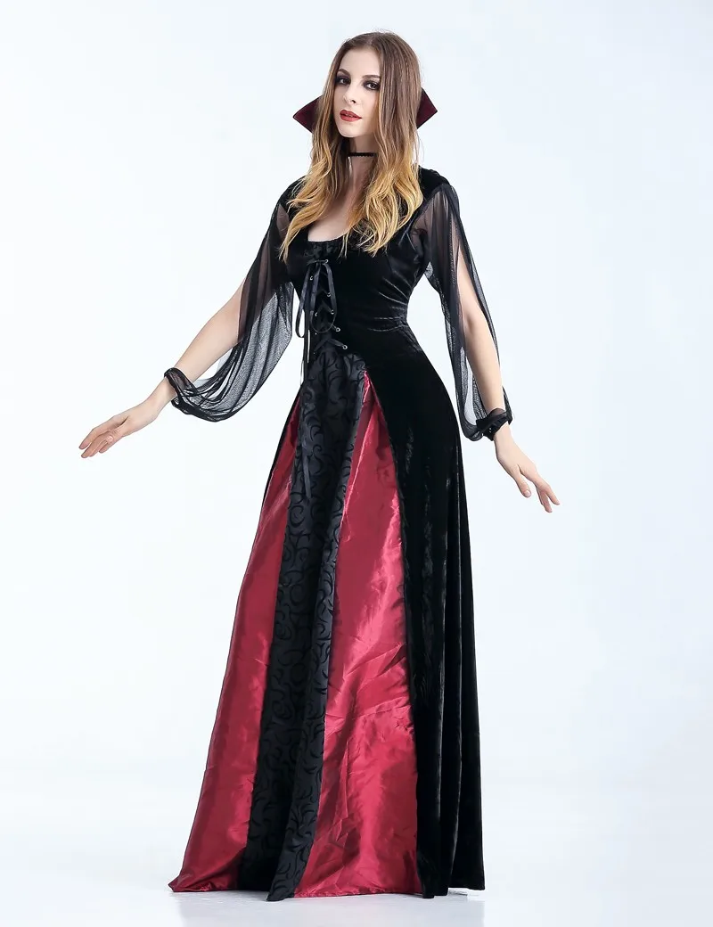 S-XL 2019 Naujas Viduramžių ir Renesanso Suaugusiųjų Gotikos Vampyras Apranga Karalienė Vampyro Kostiumas Helovinas Moterų Cosplay Išgalvotas Suknelė