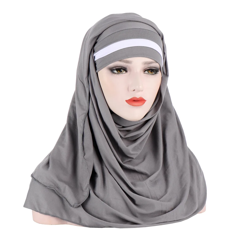 Naujų Spalvų Kratinys Kaktos Skarelė Musulmonų Lady Medvilnės Momentinių Hijab Skaros ir Apsiaustas Femme Nešioti Priedai