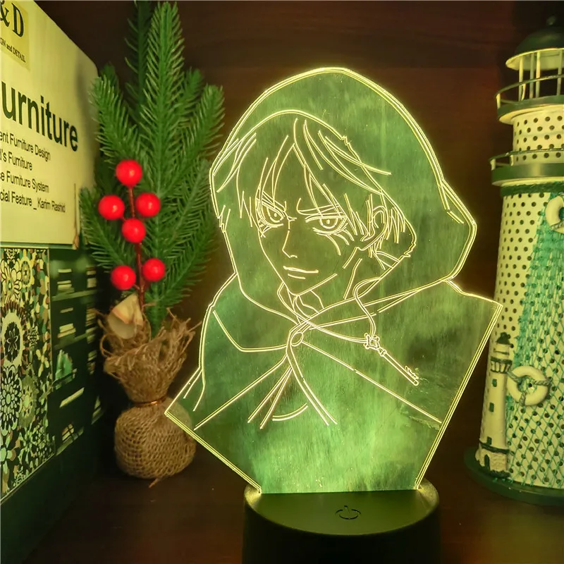 Išpuolis Titans 3D Lempos Eren Jaeger LED Nakties Šviesos Anime Kalėdinė Dekoracija Lampara Miegamasis Navidad Žibintai Dekoras Apšvietimas