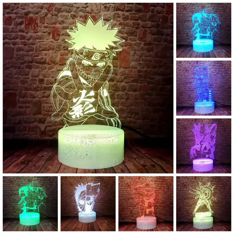 Mirksi Animacinių filmų Modelio 3D Iliuzija LED Stalas naktinė lempa Spalvingų šviesų Naruto Anime duomenys Žaislai, Kūdikių