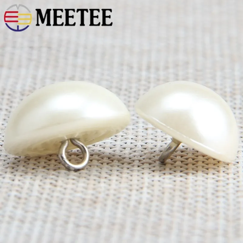 Meetee 50pcs 9-25mm Pearl Plastikinės Sagos, Vario Koja Juoda Balta Mygtukai, skirti 