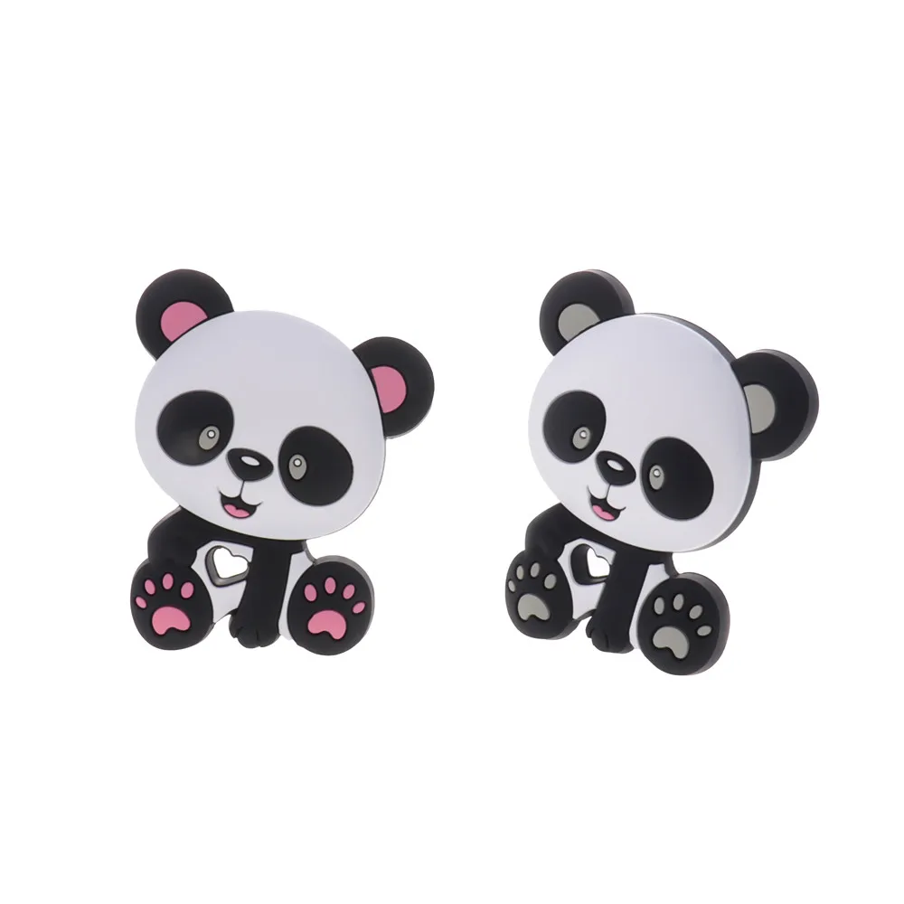 10pc Panda Silikono Kūdikių Teether BPA Free Naujagimių Kramtyti Karoliai Žindukas Grandinės Priedai Graužikų Maisto kokybės Pakabukas Žaislas 