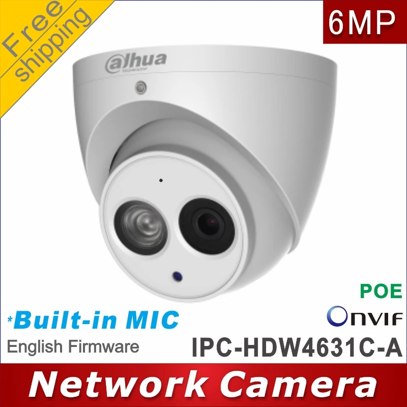 Nemokamas pristatymas Dahua IPC-HDW4631C-A pakeisti IPC-HDW1531S Built-in MIC HD 6MP Dome Kameros Palaikymo POE tinklo IP Kameros vaizdo P2P
