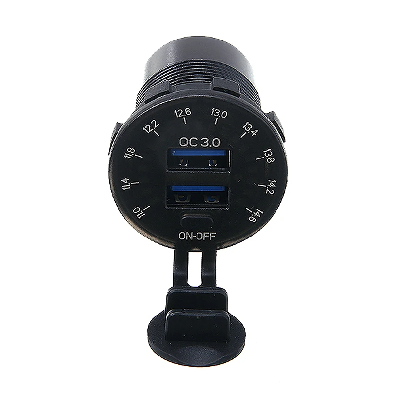 QC3.0 Dual USB Įkroviklis Vandeniui w/ Voltmeter & Vielos Automobilių Jūrų Valtis 2 Uostą kištukinis Lizdas su įžeminimo Adapteris LED Ekranas Maitinimo Lizdas