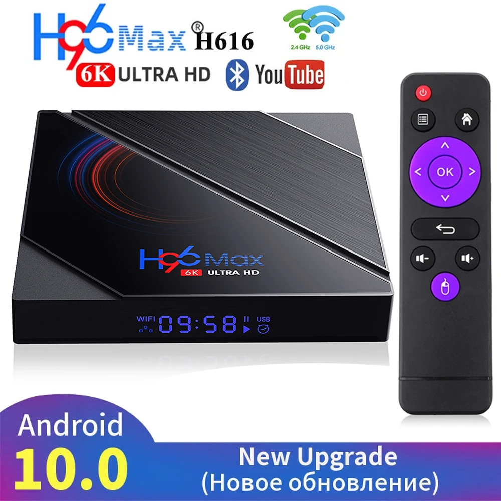 2020 H96 MAX H616 Android 10.0 TV Box 4G 64G 6K 3D Media Player 2.4 G 5.8 G WIFI LEMFO Set Top Box