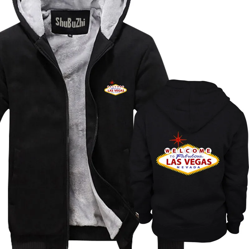 Vyrai Las Vegase Pasirašyti vyrų storas fleece hoody šiltas hoodies žiemos striukė vyrų kailis euro dydis Sin City Lošimų Nevada, JAV, Amerika