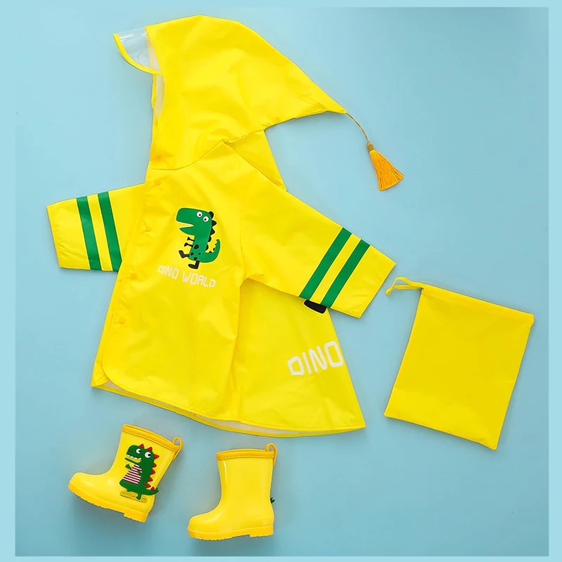Lietpaltis vaikams dinozaurų geltonas lietpaltis vaikų Vandeniui Vaikai Lietpaltis darželio Rainwear didelės klasės poncho
