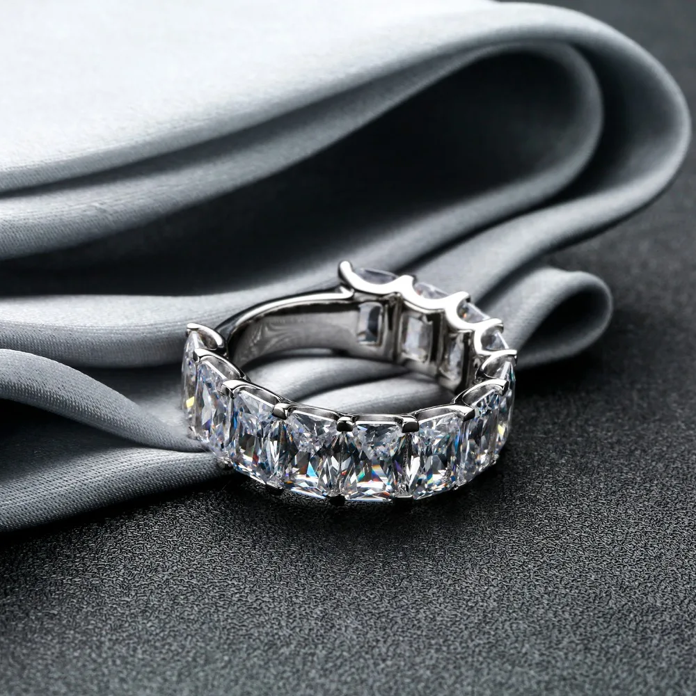 Gem Baleto Vestuvių Balta Modelinis Diamond Kanalo nustatymas Žiedas 925 Sterlingas Sidabro Dalyvavimas Gimtadienį, Jubiliejų Žiedas Moterims